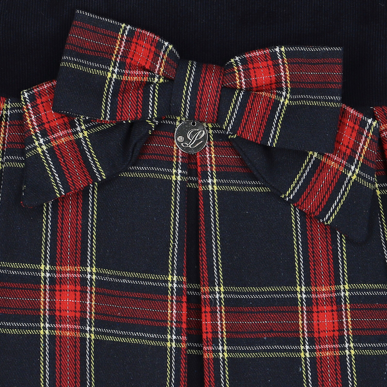 Girls Navy Blue & Red Tartan Dress, 1, hi-res image number null